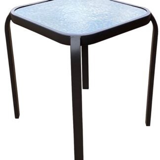 Seasonal Trends 50617 Side Table, 16 in W, 5 mm D, 18 in H, Steel Frame, Square Table, Glass/Steel Table Sells in Quantity of 4