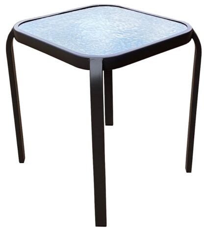 Seasonal Trends 50617 Side Table, 16 in W, 5 mm D, 18 in H, Steel Frame, Square Table, Glass/Steel Table Sells in Quantity of 4