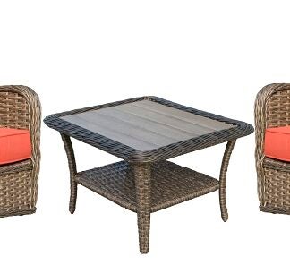 Seasonal Trends 101104 Woodbury Set, Aluminum/PE Wicker, Orange/Red, 3-Piece