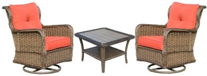 Seasonal Trends 101104 Woodbury Set, Aluminum/PE Wicker, Orange/Red, 3-Piece