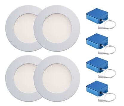 Liteline TL4W-40-WH-4 Recessed Light Kit, White, 4-Piece, 4/PK