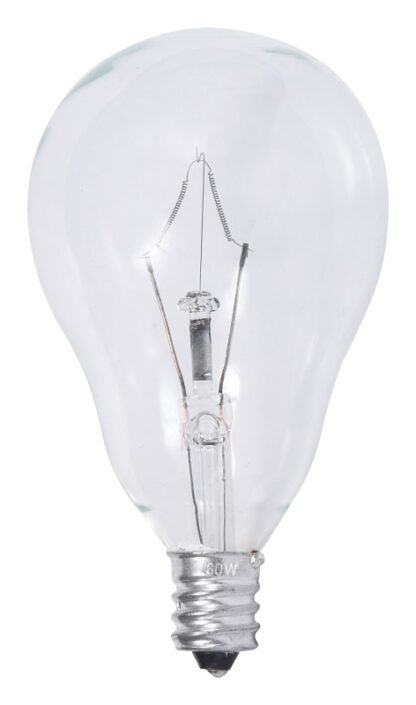 Sylvania 10894 Incandescent Lamp, 60 W, A15 Lamp, Candelabra E12 Lamp Base, 650 Lumens, 1000 hr Average Life