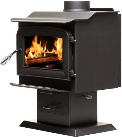 US Stove Ashley Hearth Wood Stove AW1120E-P Pedestal Stove, 22-1/2 in W, 21-1/2 in D, 29.8 in H, 68000 Btu Heating