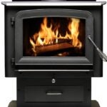 Ashley Hearth AW2520E-P Pedestal Stove, 27 in W, 25 in D, 30.78 in H, 112,800 Btu Heating, Steel, Metallic Black