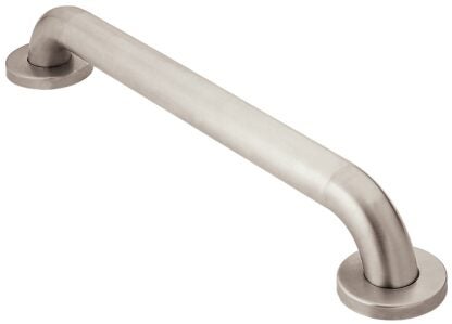 Moen LR8918P S-STEEL Grab Bar, 18 in L Bar, 500 lb, Stainless Steel, Peened, Screw Mounting