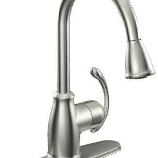 Moen CA87055 Series CA87055SRS Pull-Down Kitchen Faucet, 1.5 gpm, 1-Faucet Handle, Metal, Lever Handle, Rotating Spout