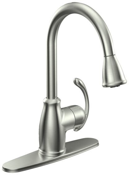 Moen CA87055 Series CA87055SRS Pull-Down Kitchen Faucet, 1.5 gpm, 1-Faucet Handle, Metal, Lever Handle, Rotating Spout