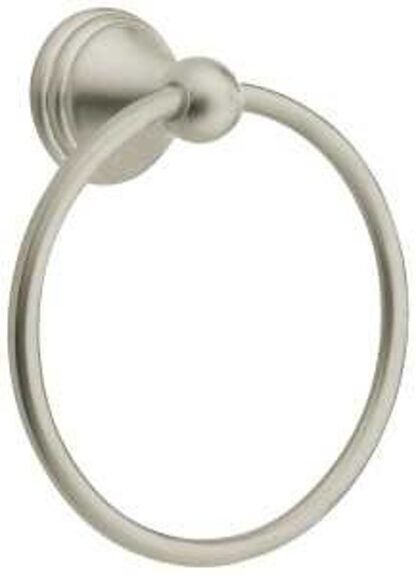 Moen Preston Series DN8486BN Towel Ring, 6-1/4 in Dia Ring, 22 lb, Brass/Zinc, Brushed Nickel, Screw Mounting