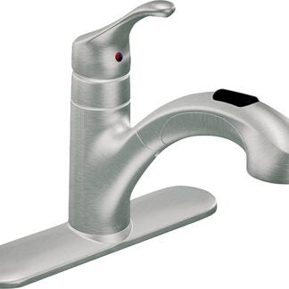 Moen Renzo Glacier CA87316SRS Kitchen Faucet, 1.5 gpm, 1-Faucet Handle, Stainless Steel, Stainless Steel, Deck Mounting