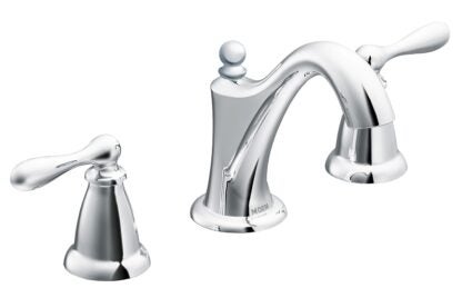 Moen Caldwell Series WS84440 Bathroom Faucet, 4-7/8 in Spout Reach, Chrome Plated, 1.2 gpm, 2-Faucet Handle, Metal