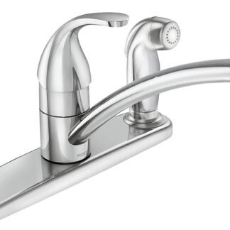 Moen Adler Series 87605 Kitchen Faucet, 1.5 gpm, 3-Faucet Hole, Metal, Chrome Plated, Deck Mounting, Lever Handle