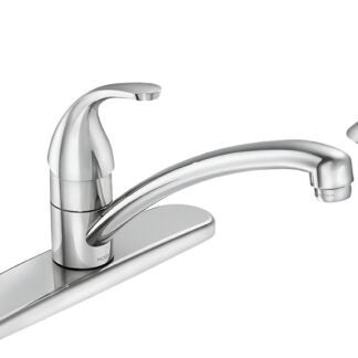 Moen Adler Series 87604 Kitchen Faucet, 1.5 gpm, 4-Faucet Hole, Brass/Metal, Chrome Plated, Deck Mounting, Lever Handle