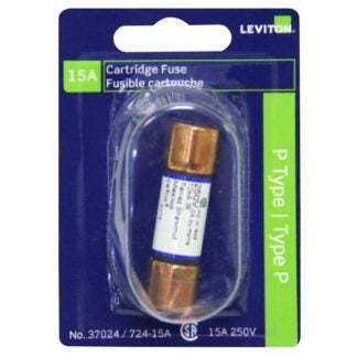 Leviton 37024-741 Fuse, 15 A, 250 V, Cartridge Fuse