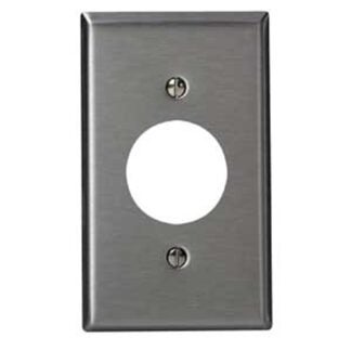 Leviton 84004-004 Receptacle Wallplate, 4-1/2 in L, 2-3/4 in W, Standard, 1 -Gang, 302 Stainless Steel