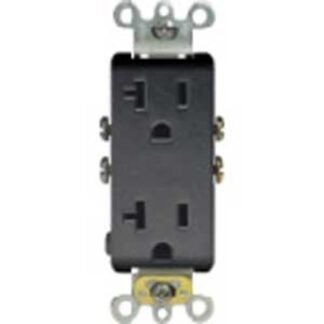 Decora T5825-133 Duplex Receptacle, 2 -Pole, 20 A, 125 V, Quickwire Push-In, Side Wiring, NEMA: 5-20R, Black