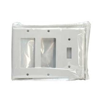 Leviton 80431/003 Combination Wallplate, 4-1/2 in L, 6-3/8 in W, 3 -Gang, Thermoset Plastic, White, Smooth