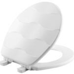 Mayfair 33SLOW 000 Toilet Seat, Round, Wood, White, Easy Clean and Change Hinge