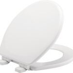 Mayfair 43SLOW 000 Traditional Toilet Seat, Round, Molded Wood, White, Adjustable, Whisper Close Hinge