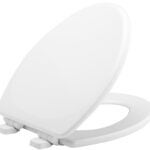 Mayfair 143SLOW 000 Traditional Toilet Seat, Elongated, Wood, White, Adjustable, Whisper Close Hinge