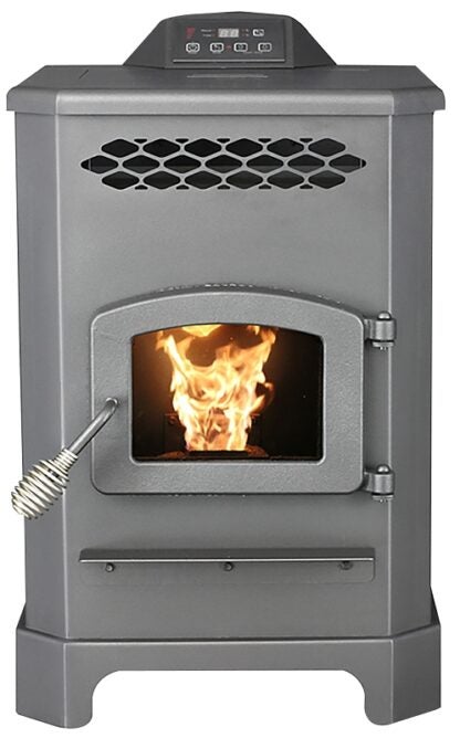 US Stove 5501S King Mini Pellet Stove, 19 in W, 23-3/4 in D, 30-1/4 in H, 2200 sq-ft Heating, Steel, Black