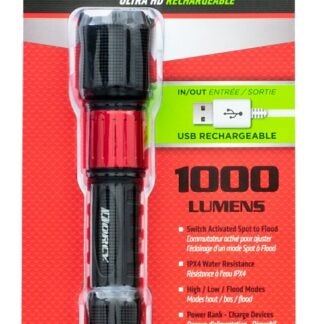 Dorcy Ultra Series 41-4358 Rechargeable Flashlight with Powerbank, 2000 mAh, Lithium-Ion Battery, LED Lamp, Black