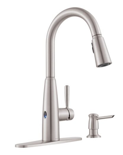 Moen Sperry Motion 87696EWSRS Pull Down Kitchen Faucet, 1.5 gpm, 1-Faucet Handle, 2-Faucet Hole, Metal