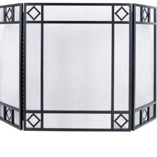 Simple Spaces S38907BK Fire Place Panel Screen, 52 in W, 30 in H, Steel, Powder Coated, Black