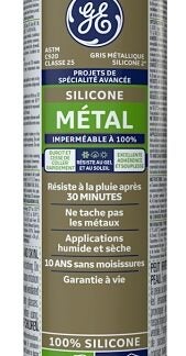 GE Silicone II SE2185 Metal Sealant, Metallic Gray, 24 hr Curing, 10.1 oz