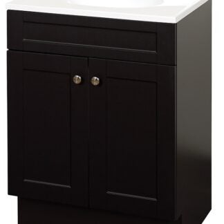 Zenna Home SBC24CH 2-Door Shaker Vanity with Top, Wood, Espresso, Cultured Marble Sink, White Sink, 1/EA