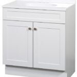 Zenna Home SBC30WW 2-Door Shaker Vanity with Top, Wood, White, Cultured Marble Sink, White Sink, 1/EA