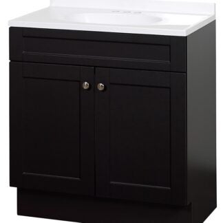 Zenna Home SBC30CH 2-Door Shaker Vanity with Top, Wood, Espresso, Cultured Marble Sink, White Sink, 1/EA