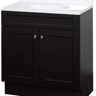 Zenna Home SBC36CH 2-Door Shaker Vanity with Top, Wood, Espresso, Cultured Marble Sink, White Sink, 1/EA