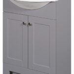 Zenna Home SEC24GY 2-Door Euro Shaker Vanity with Top, Wood, Cool Gray, Cultured Marble Sink, White Sink