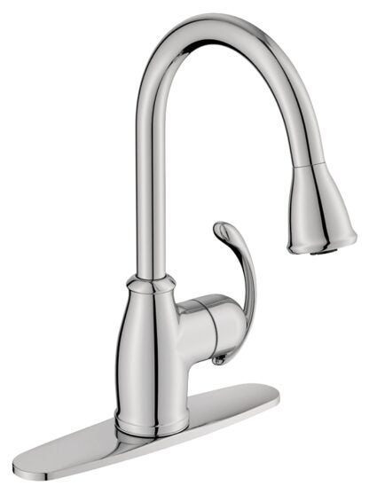 Moen Terrace Series 87055 Kitchen Faucet, 2.2 gpm, 1-Faucet Hole, Metal, Chrome Plated, Deck Mounting, Lever Handle