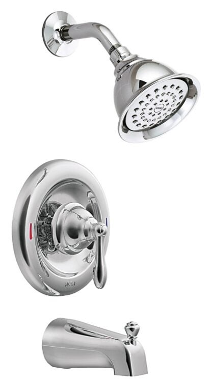 Moen Caldwell 82496EP Tub and Shower Faucet, Standard Showerhead, 1.75 gpm Showerhead, 1 Spray Settings, 1-Handle