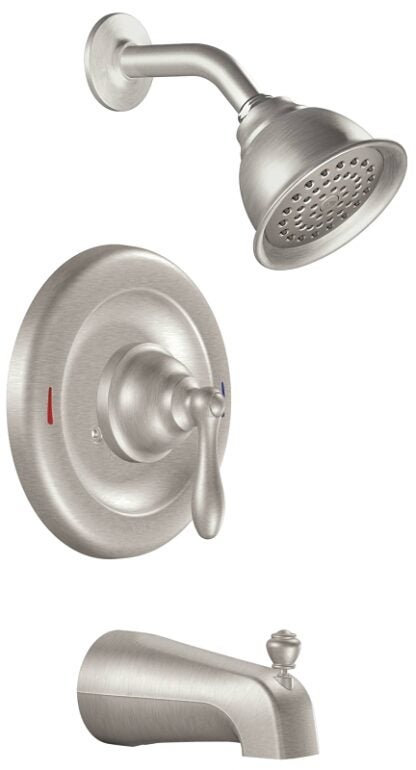 Moen Caldwell 82496EPSRN Tub and Shower Faucet, Moenflo Xl Showerhead, 1.75 gpm Showerhead, 1 Spray Settings, Metal