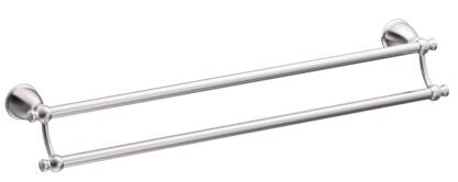 Moen Caldwell Series Y3122CH Double Towel Bar, 24 in L Rod, Aluminum/Zamac, Chrome, Surface Mounting