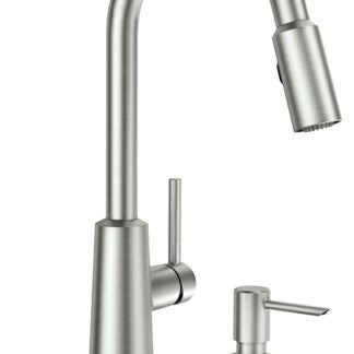 Moen Nori Series 87066 Kitchen Faucet, 1.5 gpm, 1-Faucet Handle, Stainless Steel, Chrome Plated, Deck Mounting