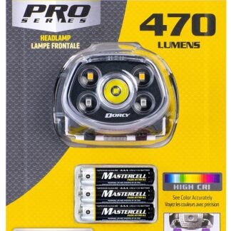 Dorcy Pro 41-4320 Headlamp, AAA Battery, LED Lamp, 470 Lumens, 100 ft Beam Distance, 6 hr Run Time