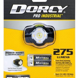 Dorcy Pro 41-2020 Headlamp, AAA Battery, Alkaline Battery, 275 Lumens, 57 m Beam Distance, 7 hr Run Time, Black