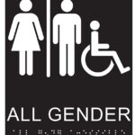 Hy-Ko DB-22 Braille/Tactile Sign, Rectangular, ALL GENDER, White Legend, Black Background, Plastic