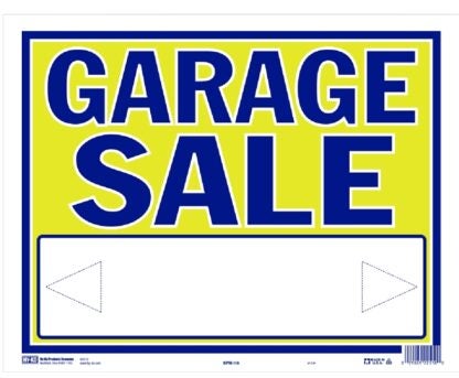 Hy-Ko SPN-110 Large Neon Sign, GARAGE SALE, Blue Legend, Yellow Background, Plastic Sells in Quantity of 5