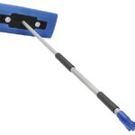 Snow Joe SJBLZD-LED Snow Broom and Ice Scraper, 7 in W Blade, Polyethylene Foam Blade, 33 to 52 in L Handle, Red