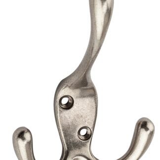 National Hardware V1442 Series N337-208 Robe Hook, 3-Hook, Zinc, Satin Nickel, Screw Mounting