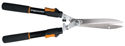 Fiskars 391690-5001 Hedge Shear, Serrated Blade, 10 in L Blade, Steel Blade, Extendable, Non-Slip Grip Handle