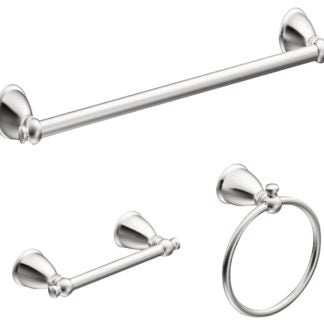 Moen Caldwell Y3193CH Bathroom Hardware Set, Zinc, Chrome, 3-Piece