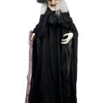 Santas Forest 56911 Animated Witch w/Cane, 6 ft H, Metal, PVC, Internal Light/Music: Internal Sounds, Indoor/Outdoor