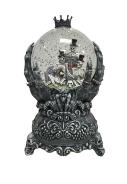 Santas Forest 21947 Halloween Water Globe with Skeleton Hand, 5 in H, Plastic, Black, Internal Light, Indoor Sells in Quantity of 4