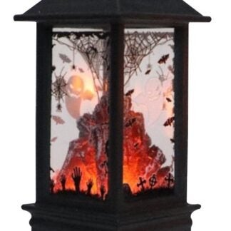 Santas Forest 99936 Halloween Tombstone Lantern, 5 in H, Plastic, Black, Internal Light, Indoor, Outdoor Sells in Quantity of 36