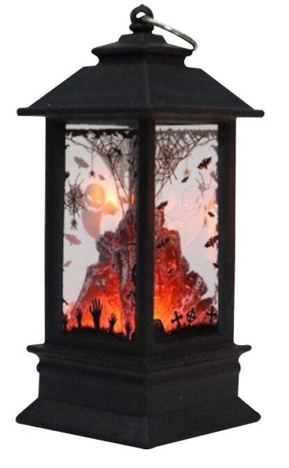 Santas Forest 99936 Halloween Tombstone Lantern, 5 in H, Plastic, Black, Internal Light, Indoor, Outdoor Sells in Quantity of 36